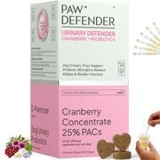 PAWDEFENDER bouteille et chews en avant‑plan pour un soutien urinaire facile