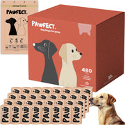 Pawfect devant boîte montrant quantité et emballage, clair et écologique