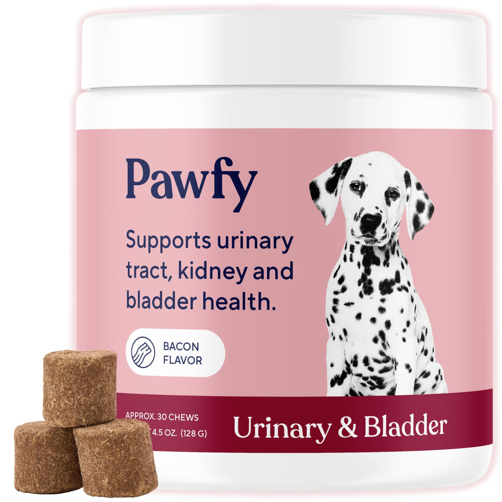 Pawfy emballage avant montrant le produit et bénéfice confort urinaire