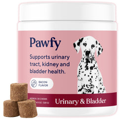 Pawfy emballage avant montrant le produit et bénéfice confort urinaire