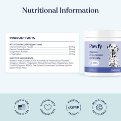 Pawfy comparaison de taille et portion, dosage clair selon poids