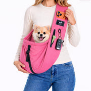 PAWPUBBY vue avant du porte-chien avec bandoulière, confort immédiat