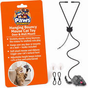 Paws Power vue avant du jouet suspendu montrant la souris et la pince, stimulation garantie