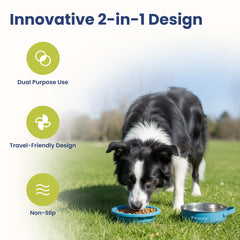 PawsPik gamelle pliée illustrant gain de place pour transport facile