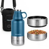 PawsPik gourde bleue vue de face, compacte et nomade