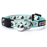 Pawtitas collier teal face avant montrant le design et la bande phosphorescente
