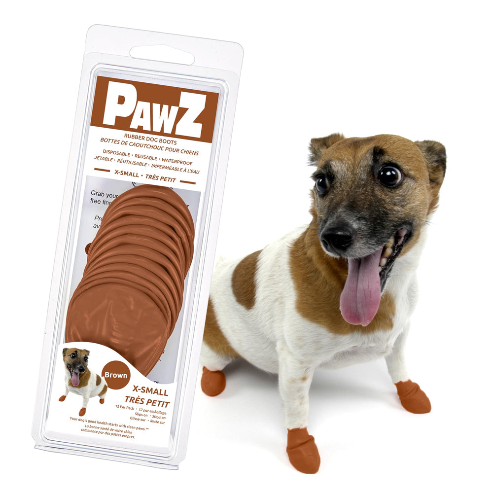 PawZ emballage avant montrant le pack de 12 et l'avantage réutilisable