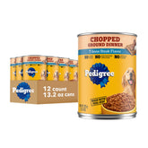 Pedigree boîte T-Bone vue de face montrant l'étiquette et l'attrait gustatif