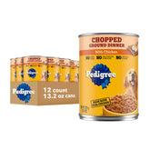 Pedigree boîte frontale montrant recette poulet et format 13,2 oz, pratique