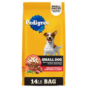 Pedigree paquet avant Roasted Steak 14 lb montrant l'étiquette et nutrition