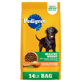 Pedigree paquet devant poulet et légumes montrant l’emballage et l’appétence