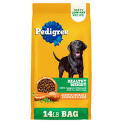 Pedigree paquet devant poulet et légumes montrant l’emballage et l’appétence