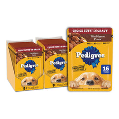 Pedigree sachet avant Filet Mignon montrant l'emballage pratique et appétissant