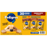 Pedigree sachet fermé montrant l'emballage pratique et le goût appétent