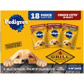 Pedigree sachet face emballage montrant portion pratique