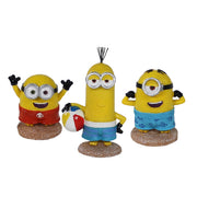 Penn-Plax vue frontale des trois Minions sur thème plage, ajoute du fun visuel
