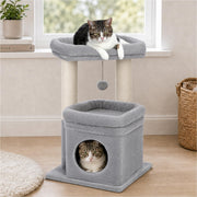 PEQULTI arbre à chat vue frontale montrant design compact et gain d'espace