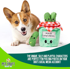 Pet Craft Supply cornichon couineur Pickles en main, encourage la chasse au jouet