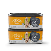 Pet Genie emballage avant montrant le pack jumbo et bénéfice de longue durée