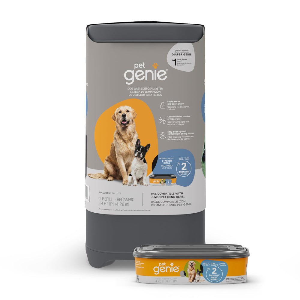 Pet Genie pail vue de face montrant design compact et contrôle des odeurs