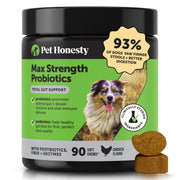Pet Honesty emballage 90 ct montrant le pot et l’étiquette, confiance qualité
