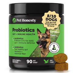 Pet Honesty emballage avant canard montrant la quantité et bénéfices digestifs