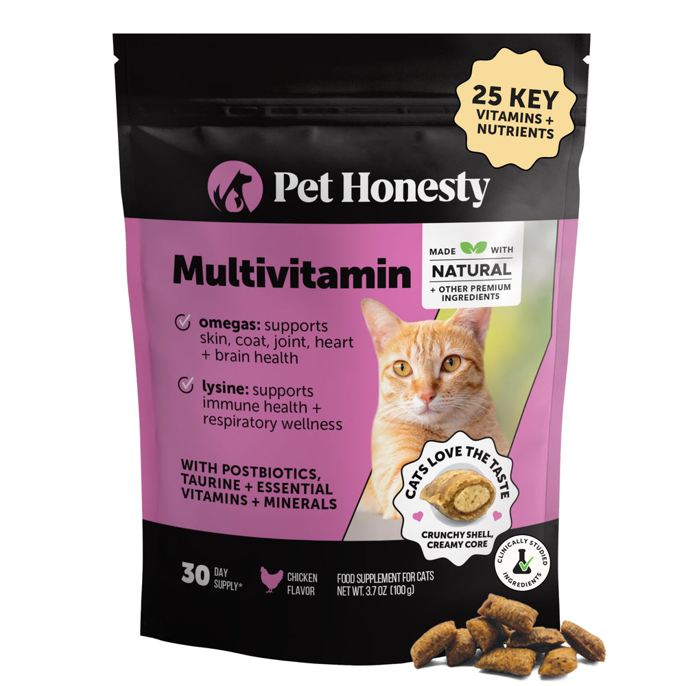 Pet Honesty emballage avant montrant complément complet pour chat — confiance