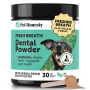 Pet Honesty emballage avant montrant la poudre et bénéfice fraîcheur
