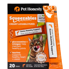 Pet Honesty emballage avant montrant lot de 20 tubes et bénéfice mobilité