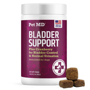 Pet MD face du paquet montrant 60 comestibles et bénéfice soutien urinaire
