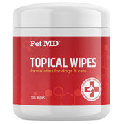 Pet MD emballage avant montrant 100 lingettes, pratique pour rangement