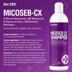 Pet MD Micoseb-CX gros plan de la texture mousseuse illustrant nettoyage doux