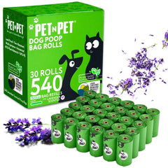 Pet N Pet emballage avant montrant 540 sacs et parfum lavande, pratique