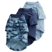 Pet Passion t-shirt avant packaging montrant motif navy camo et coupe confortable