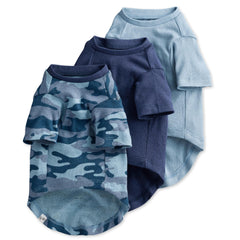 Pet Passion t-shirt avant packaging montrant motif navy camo et coupe confortable