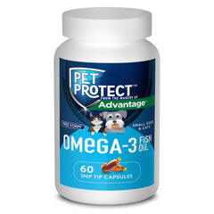 Pet Protect flacon Omega‑3 vue avant montrant emballage et bénéfice qualité