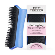 Pet Teezer vue frontale montrant la forme ergonomique et finition bleu-gris bénéfique