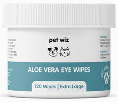 pet wiz pot de 120 lingettes extra-large prêt à l'emploi pour entretien oculaire