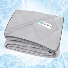 PetAmi couverture pliée gris claire protège mobilier et rafraîchit