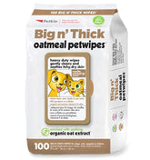 Petkin emballage avant montrant 100 lingettes, pratique et hermétique