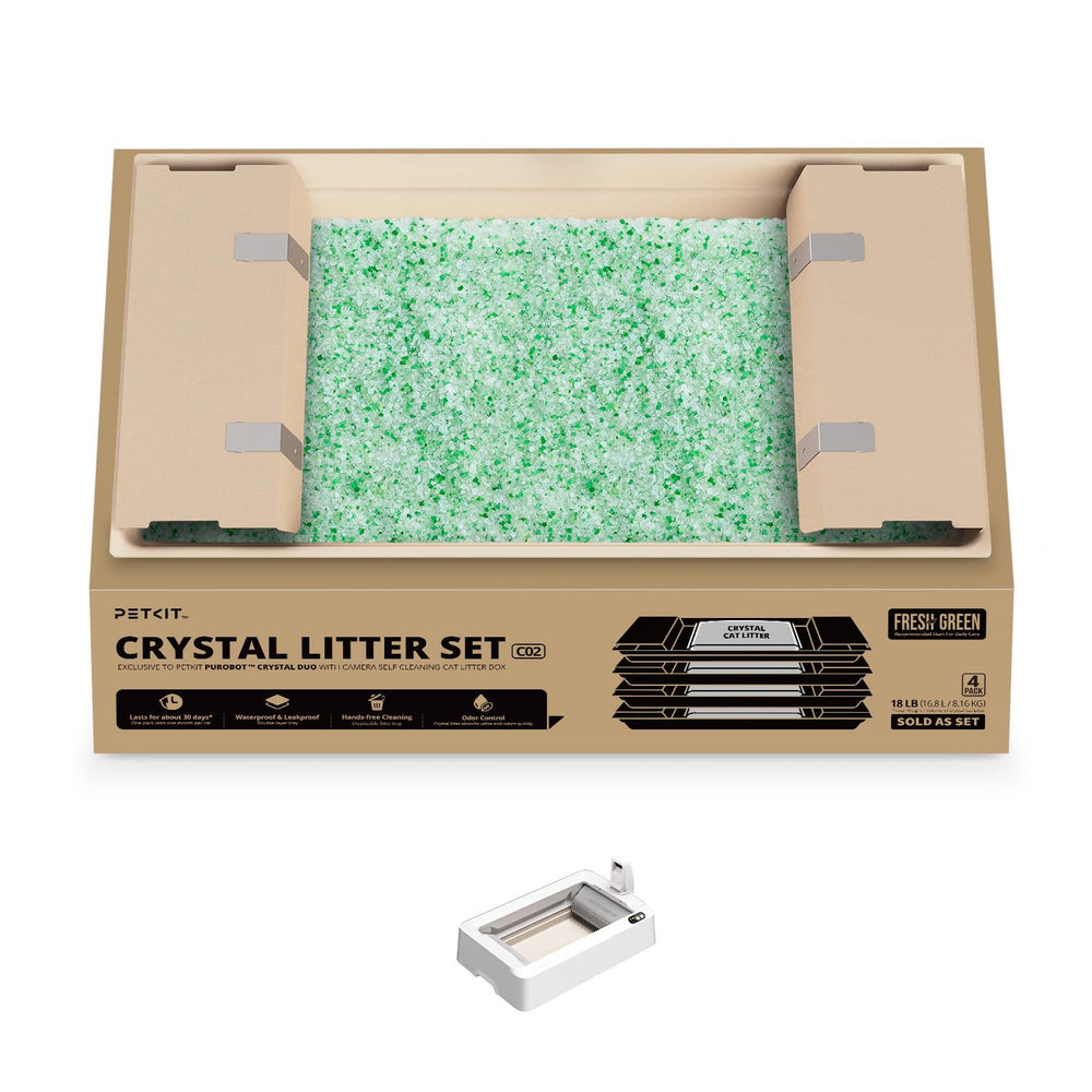 PETKIT vue face du bac rechargeable montrant installation facile et gain de temps