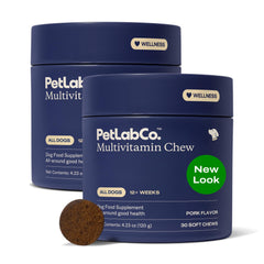 PetLab Co emballage avant présentant le pack de 2 et avantage double
