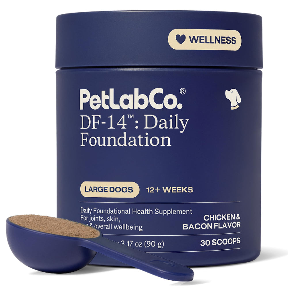 PetLab Co DF-14 emballage avant montrant dose simple bénéfice praticité