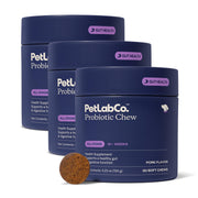PetLab Co. emballage avant montrant le pack de 3 et les bénéfices digestifs