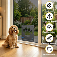 PETLESO chatière fixée sur une porte moustiquaire, installation stable et simple