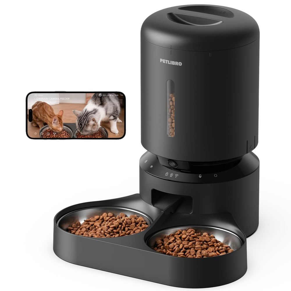 PETLIBRO face avant montrant double bac et design compact pour organisation des repas