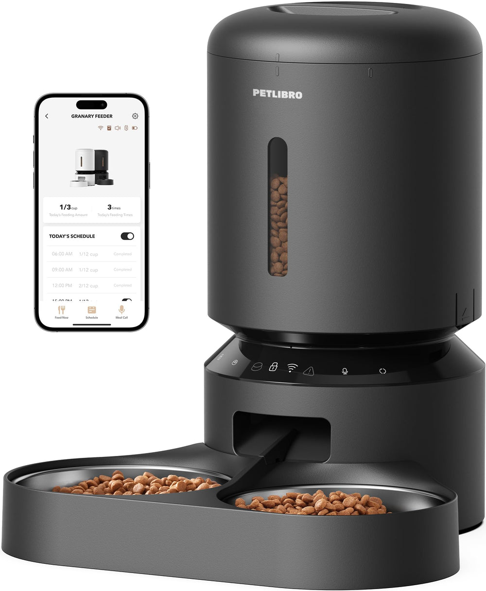 PETLIBRO face avant du distributeur montrant double sortie et design propre