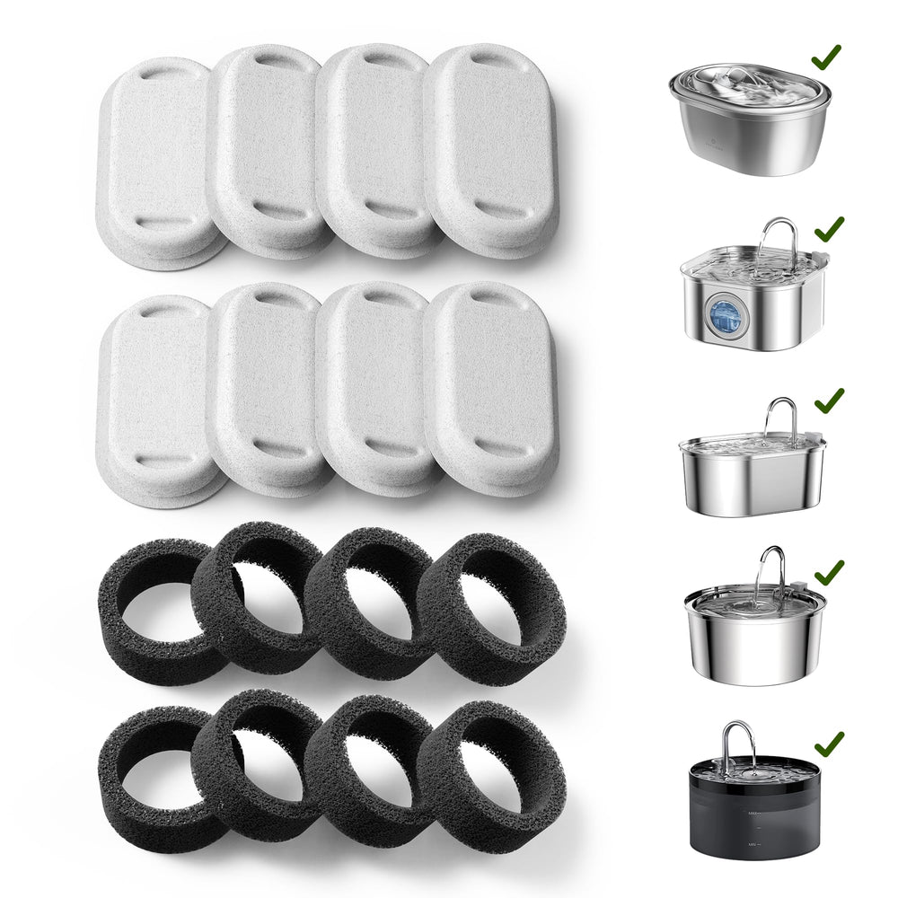 PETLIBRO pack 8 filtres face avant montrant les cartouches pour une eau propre