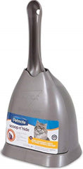 Petmate Scoop N' Hide face avant montrant design nickel brossé et gain de place