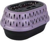 Petmate vue avant violet montrant la porte supérieure et la solidité